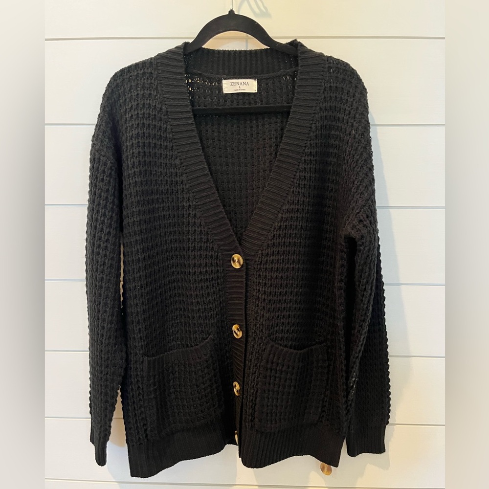 Never worn, Black, Large, Zenana, Sweater Cardigan
